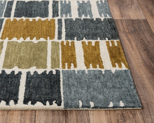 9x12 Rizzy Rugs Gray Geometric Lines Cubes Area Rug TET101 - Aprx 8' 9" x 11' 9" - Picture 2 of 2