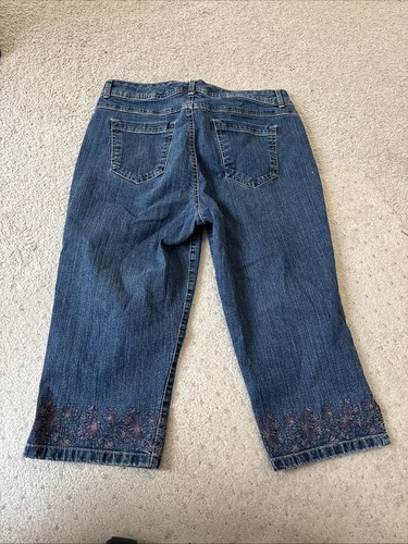 Gloria Vanderbilt Jeans Womens 10 The Perfect Fit Cotton Stretch Crop Embroider - Picture 2 of 2