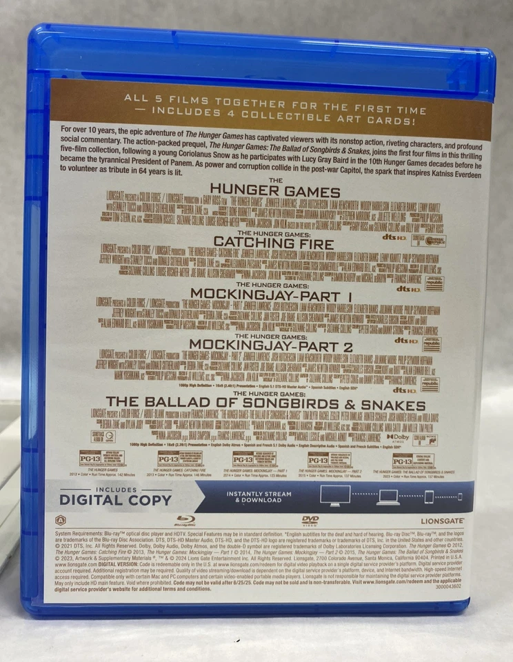 THE HUNGER GAMES 5 Film Collection Blu-Ray+DVD+Digital Set - Image 3 of 4
