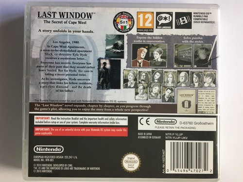 Last Window The Secret of Cape West (Region Free, Works Worldwide) Nintendo DS V - Bild 4 von 9