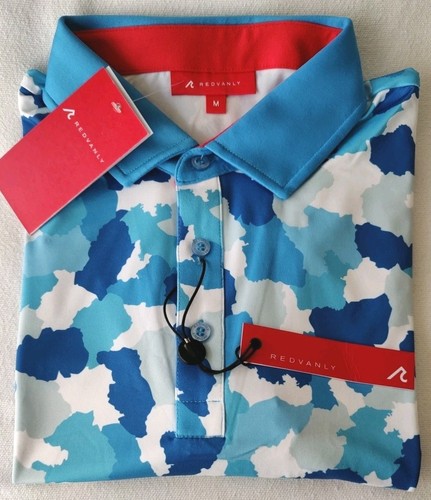 NWT MEDIUM Redvanly Dawson Polo Malibu Blue Design MSRP $110