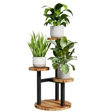 3 Tier Plant Stand Indoor, Tall Metal Wood Plant Shelf Outdoor,Small Flower P...