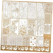 19pcs Stencils for Crafts Reusable Musical Notes Brick Branches Floral Texture