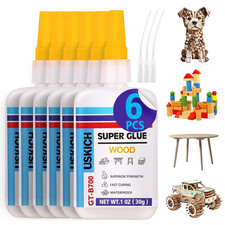 Super Glue for Woodwork with Anti Clog Cap. 6 x 1 fl oz,CA Glue - Clear Adhesive