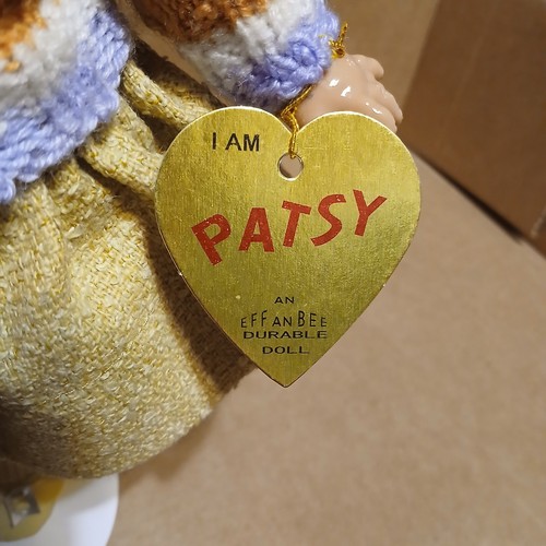 Vintage Effanbee Patsy Ann Puppe 13" Original 1990er Etikett Winter Schal Mütze orange - Bild 7 von 9