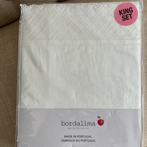Bordalima Portugal Cotton King Sheet Set Color White NEW - Picture 2 of 5