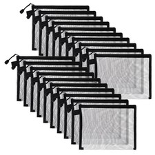 20 Pieces Zipper Nylon Mesh Pouch Black Mesh Zipper Pouch Makeup Bags Plastic...