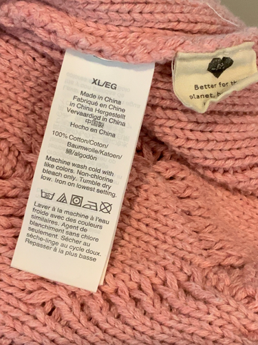Madewell Light Pink Cable Knit V-Neck Sweater, Size XL - Picture 9 of 9