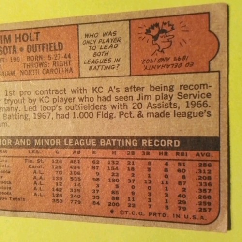 2)1972 TOPPS BASEBALL CARDS -JIM HOLT -TWINS - #588 & LARRY HISLE - DODGERS #398 - Picture 12 of 13