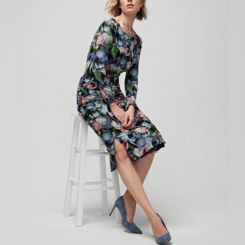 WHBM Langarm Wende Netz Etuikleid Damen Medium Blumen Tulpe M Neu mit Etikett - Bild 2 von 9