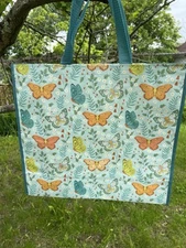 TJ Maxx Large Shopping Bag Butterfly Butterflies Summer Eco Friendly Tote Bag
