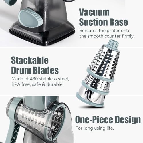 Rotary Cheese Grater with Handle Vegetable Cheese Shredder Slicer Grater for - Picture 6 of 7