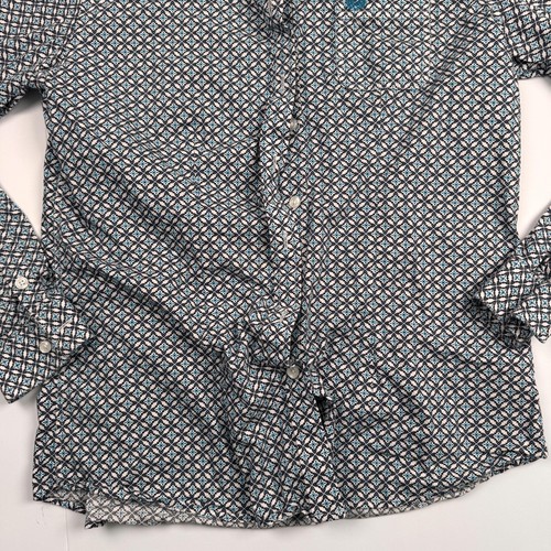 Panhandle Hemd Herren mittelblau schwarz geometrisch Western Button Down Baumwolle - Bild 4 von 11