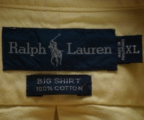 RALPH LAUREN POLO LONG SLEEVE BIG SHIRT YELLOW COTTON OXFORD XL BIG - Picture 6 of 7