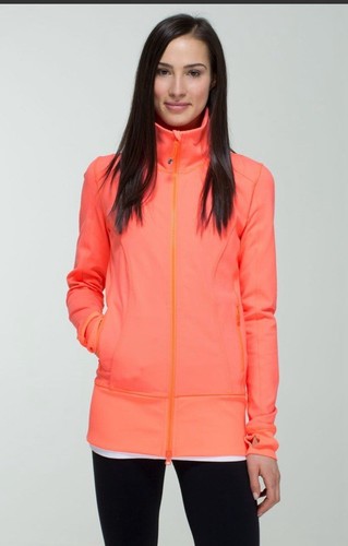 Lululemon Women’s Bright Orange Full zip jacket size 12 Broken Zipper