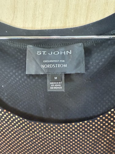 Canotta blusa senza maniche ST JOHN esclusiva per Nordstrom nera e oro taglia M - Foto 3 di 11