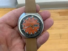Vintage 1970 MENS Seiko Automatic UFO 43mm WRIST WATCH Orange Day Date Dial RUNS