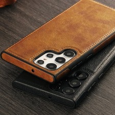 Para Samsung Galaxy S25 Ultra S24 S23 S22 Plus Funda de cuero Funda anti golpes