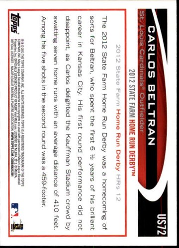 Actualización Topps 2012 béisbol #US72 Carlos Beltrán - Imagen 2 de 2