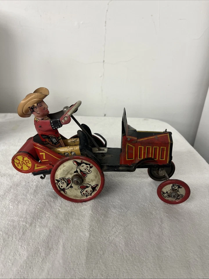 Coche vaquero Whoopee de cuerda de hojalata Louis Marx de 1930. - Funcionando Foto 3 de 4