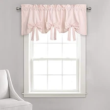  Melody Bow Window Curtain Valance, 18" x 52" + 52"W x 18"L (Pack of 1) Blush