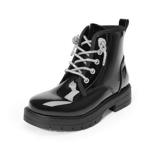 Kids Girls Boys Youth Glitter Ankle Boots Side Zipper PU Leather Combat Boots - Picture 9 of 49