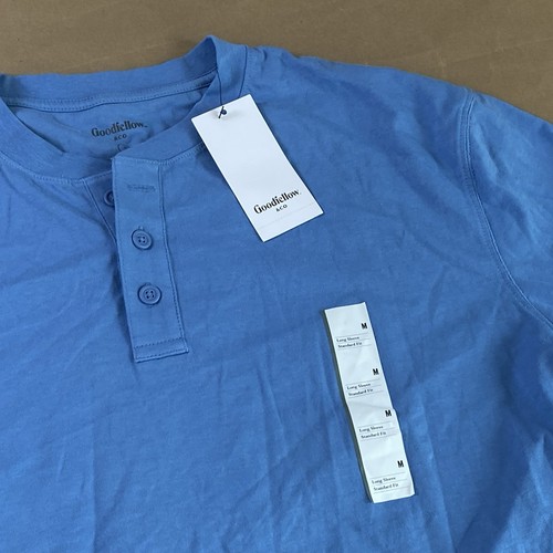Goodfellow & Co M Medium Long Sleeve 1/4 Button Crew Neck Blue Men - Picture 4 of 14