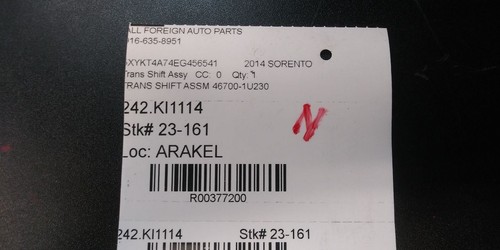 2014 KIA SORENTO TRANSMISSION SHIFT ASSEMBLY OEM 46700-1U230 - Picture 6 of 15