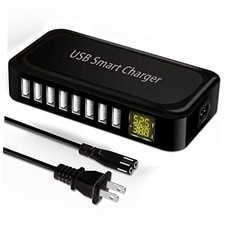 USB Charging Station, 8-Port 60W/12A USB Charger Station, Multi Ports Black