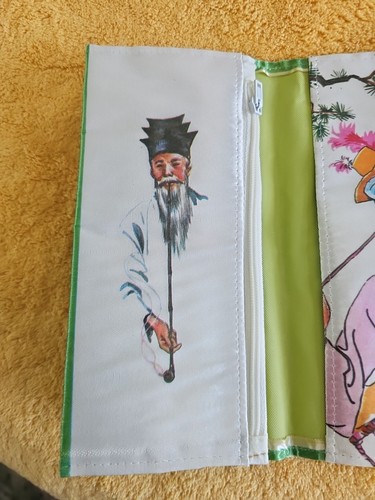 Portafoglio coreano in seta porta libretto degli assegni souvenir vintage 7,5" - Foto 4 di 9
