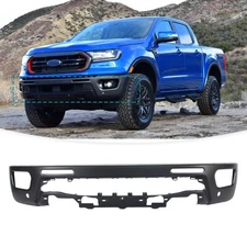 Black Steel Front Bumper Face Bar For 2019-2023 Ford Ranger With Sensor Holes