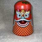 Chinese New Year Lion Dance Metal Tin Canister-Large 9 Inch Storage Container