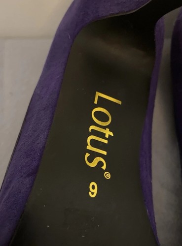 LOTUS Plus Purple Suede/Patent Leather Kitten Heel Shoes Button Detail UK Size 6 - Picture 11 of 11