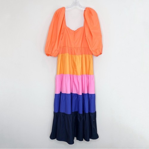 NUEVO Maxi Vestido Farm Rio x Anthropologie en Niveles Bloqueo de Colores (Talla L Pequeño) - Imagen 10 de 16