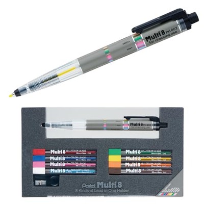 Pentel Multi 8 PH802ST Druckbleistift-Set 8 Farbminen für Skizze & Entwurf