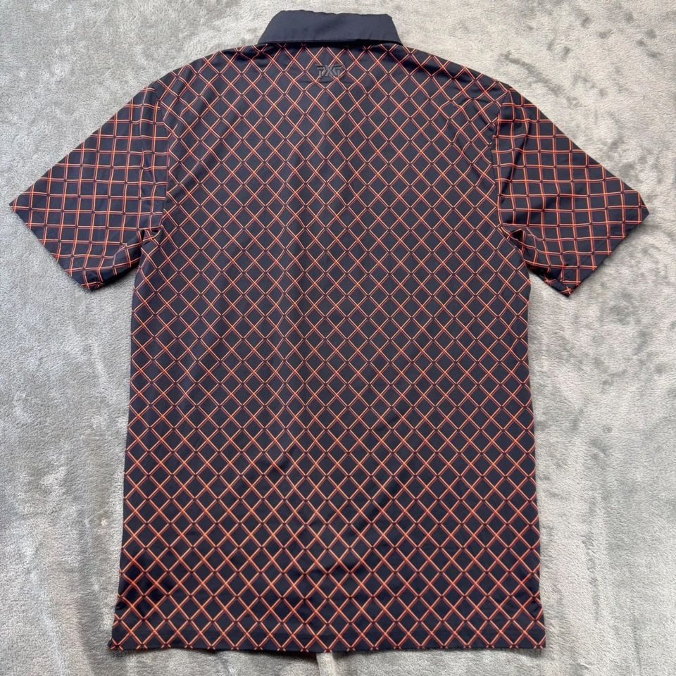 PXG Golf Polo Shirt Mens Small Black Orange Checkered Short Sleeve - Image 3 of 4