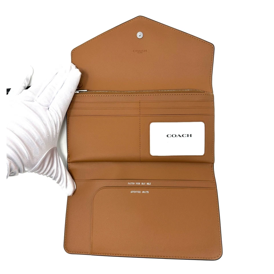 Coach Travel Envelope Wallet In Signature Canvas Graphite Black C1962 - Image 4 of 4