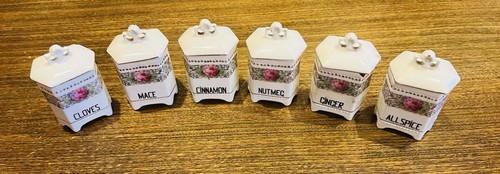 Antique Luise Czechoslovakia Spice Jar Set c 1920’s! Rare Set Rare Spice Jars! - Picture 13 of 17