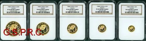 1986-P 5-COINS PROOF GOLD SET 100Y 50Y 25Y 10Y 5Y Yuan CHINA PANDA NGC PF69 PR69