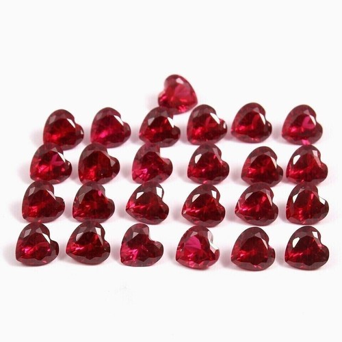 Natural Certified 100 Ct Burmese Red Ruby Loose Heart Cut Gemstone 10 Pcs Lot - Picture 4 of 6