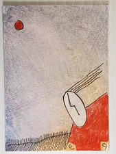e9Art ACEO woman in red outsider art brut naive