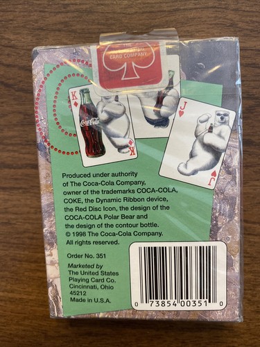 Vintage New Factory Sealed Coca Cola Playing Cards 1998 Polar Bear USA C16 - Picture 2 of 11