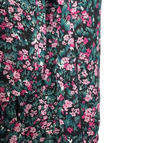 AQUA Girls Asymmetrical Ruffle Floral Green Pink VNeck Long Sleeve Smocked Dress - Picture 6 of 10