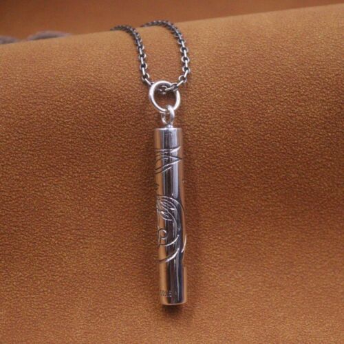 925 Sterling Silver Real Men Women Lucky Pattern Phoenix Whistle Pendant - Picture 2 of 5