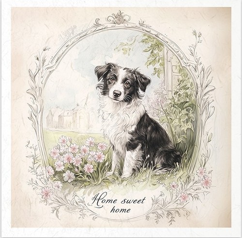 14,8 cm x 14,8 cm Reispapier 6er Set für Scrapbooking - Home Sweet Home Hunde - Bild 7 von 8