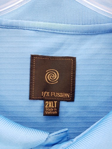 F/X Fusion polo Men 2XLT blue Stripe shirt 3 Button rugby  Moisture Wicking - Picture 3 of 14