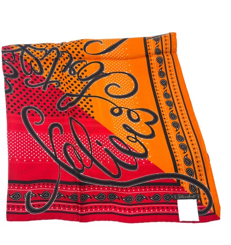 Faliero Sarti Red / Orange Monni 100% Silk Small Scarf E212026 New - Picture 2 of 5