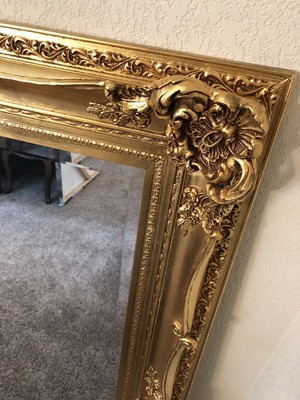 Large Ornate Gilt Beveled Mantle Mirror J A Olson Company Large Ornate Gilt Beveled Mantle Mirror, Heavy Mirror On Mantle