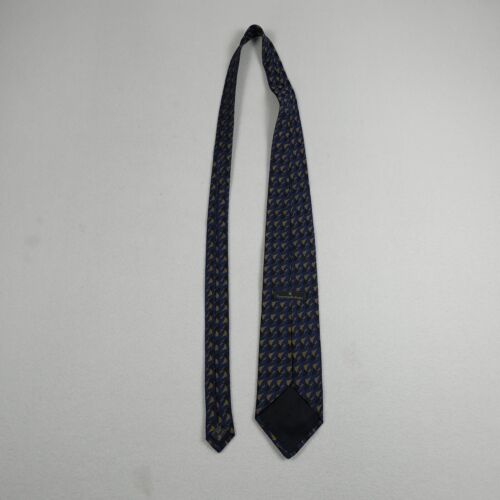Cravatta collo Ermenegildo Zegna blu oro astratta geometrica 100% seta design - Foto 3 di 7