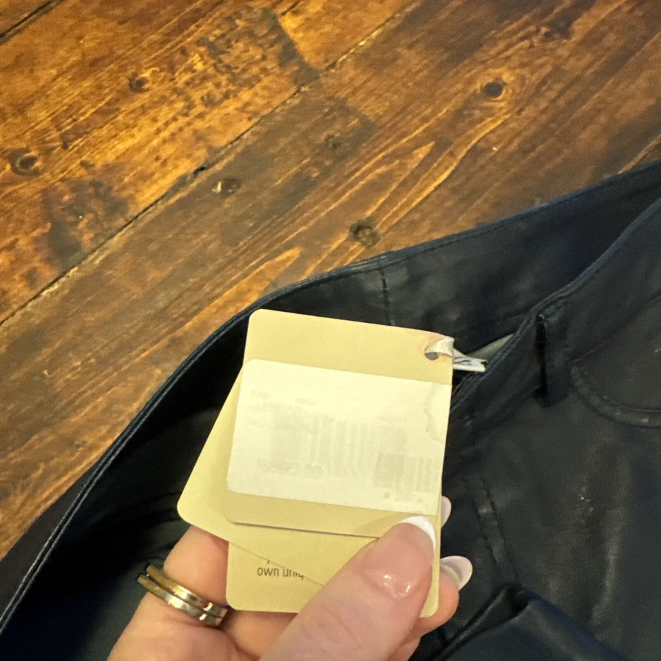 Pantalones de tiro medio 100 % piel de cordero azul marino Haute Hippie talla 2 venta al por menor $895 nuevos con etiquetas Foto 4 de 4